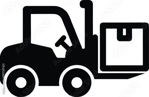 Forklift operator transporting cargo in a warehouse environment from a side viewpoint