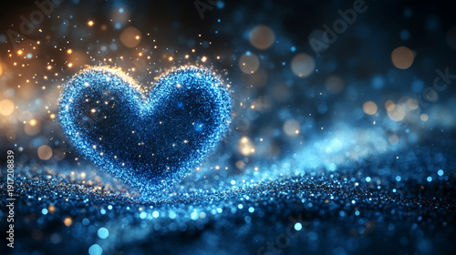 Blue heart-shaped light spot