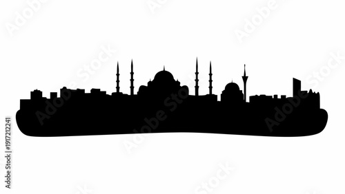 Stunning cityscape silhouette with mosque and minarets