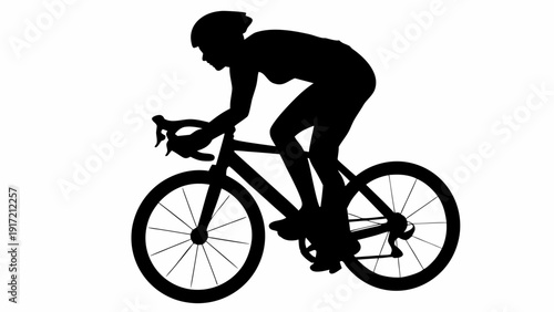 Cyclist riding bicycle with focused expression