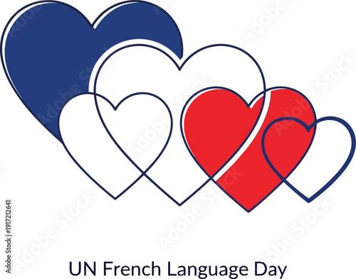 Celebrate UN French Language Day with Colorful Heart Graphics for Marketing and Promotion
