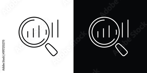 Modern Business Data Analysis Magnifying Glass Icon Set – Search, Research, and Financial Growth Statistics for Digital Reports and Marketing Applications