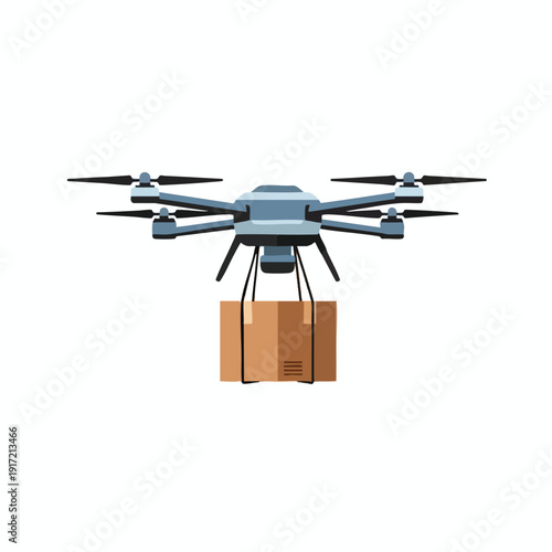 Drone delivering cardboard package