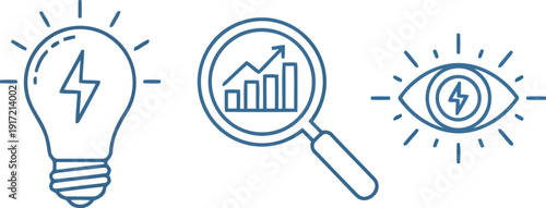 Creative idea research and vision concept for business growth and strategy analysis vector