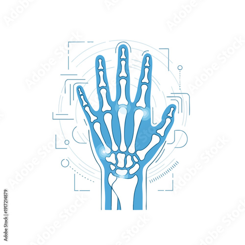 X ray Hand Illustration with Circuit Design Elements