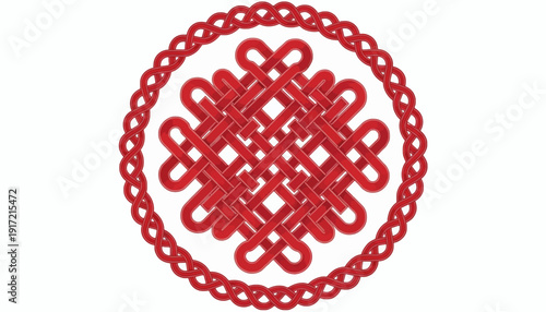 Traditional red Pan Chang knot Chinese symbol of good luck and longevity