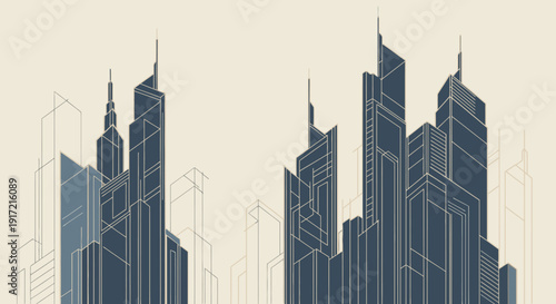 ImageFX Auto generated illustration of cityscape with modern skyscrapers via RJ ImageFX