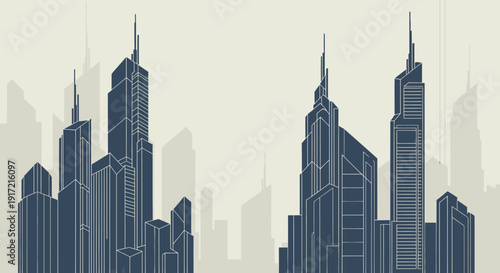Illustration of cityscape with skyscrapers and modern architecture viewed from a distance, creating a visually appealing imagefx_iioj8a_via_RJ_ImageFX_Auto.eps effect
