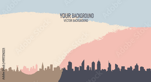 Cityscape silhouette with abstract pastel background and vector graphics imagefx
