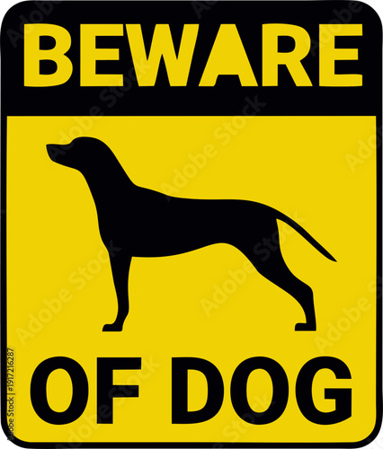 Beware of Dog Warning Sign with Pointer Dog Silhouette for Security