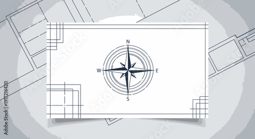 Blueprint with compass rose imagefx 8yb9yo via RJ ImageFX Auto eps detailed architectural design navigation tool
