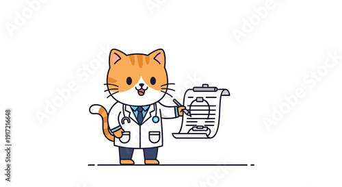 cat doctor holding clipboard