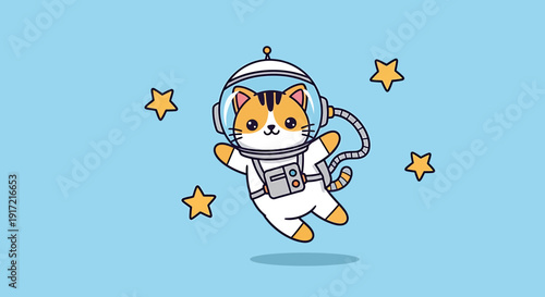 cat in space, astronaut cat, cartoon cat