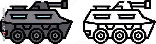 Armored Personnel Carrier APC Vehicle Icon for Army and Combat Theme