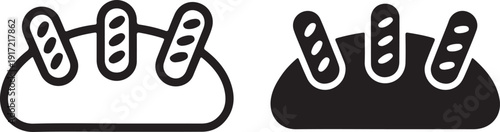 Two distinct styles of hamburgers with different bun presentations isolated on white background, illustration