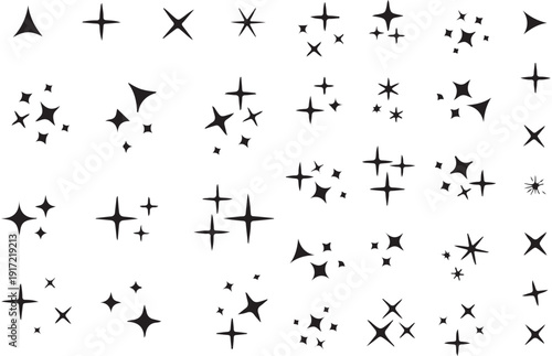 An assortment of various geometric shapes and symbols scattered across a plain background