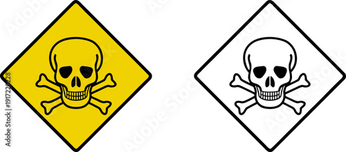 Skull and Crossbones Poison Warning and Danger Toxic Sign Vector