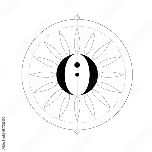 Astronomical diagram of the moon phases and its orbit around the earth
