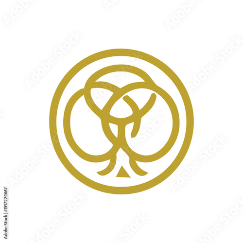 Elegant Gold Tree of Life Symbol in a Minimalist Circular Design