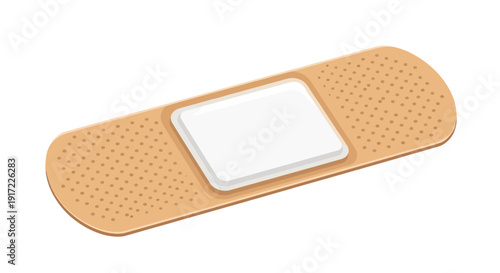 Bandage with gauze pad on a wound, illustration of a medical dressing, healthcare, protection, band aid