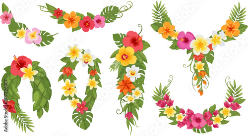 hula lei letters created with tropical flowers