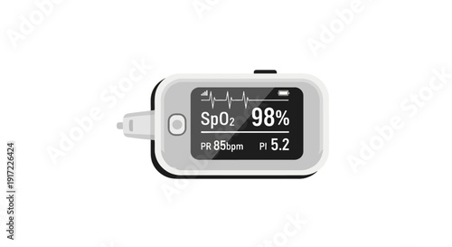 Pulse Oximeter Device Displaying Oxygen Saturation and Heart Rate on Digital Screen