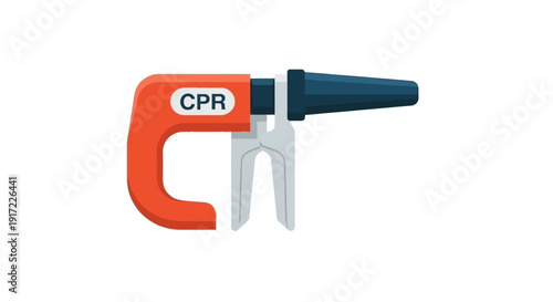 CPR mask with valve on white surface viewed from the side