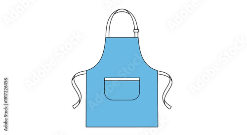 A simple blue apron with a pocket and adjustable straps is illustrated against a plain white background.