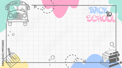 Back to School Book Paper Doodles Illustration. Back to School background with Book Paper and school supplies Doodles. Back to School Banner