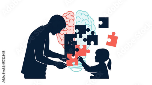 Nurturing Cognitive Growth Adult and Child Assemble Puzzle for Brain Development and Learning