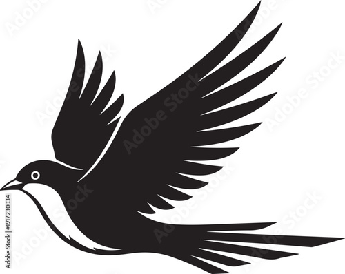 Flying Bird Silhouette Vector Set, Eagle and Swallow Icons for Minimalist Logo Design and Branding