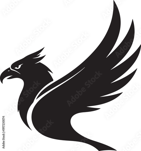 Majestic Eagle Logo Silhouette, Powerful Hawk or Falcon Bird Vector Icon for Sports and Corporate Branding