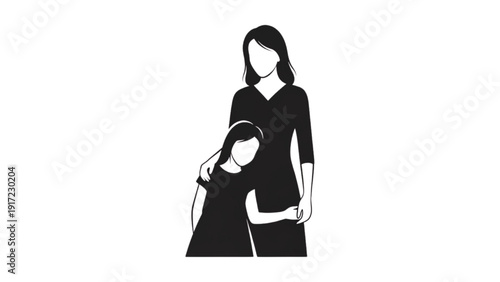 Mother and daughter embracing, symbolizing love, family, and care
