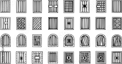 Dungeon Door Variety: Black and White Line Art