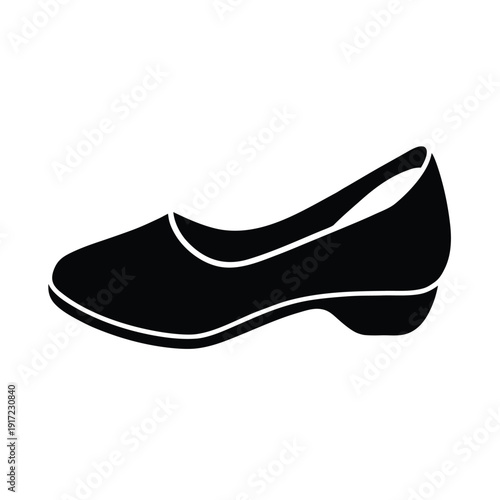 Ballet Flat Shoe Stencil Icon Vector Illustration