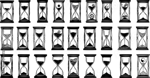 Hourglass Collection: Vintage Timekeeping in Detailed Vector Art