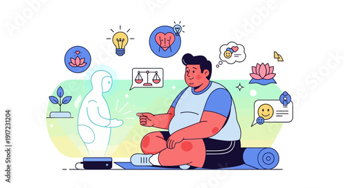 Concept of Health and Well-being Mindful Living and Personal Growth Illustration