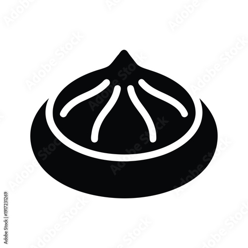 Dumpling Stencil Icon Vector Illustration