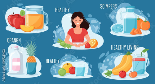 Healthy Lifestyle Fruits, Vegetables, and Juices for Well-being