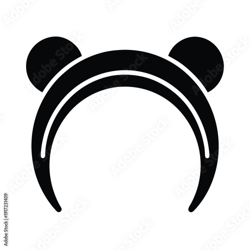 Headband With Bear Ears Stencil Icon Vector Illustration