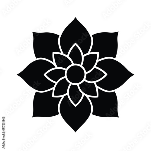 Simple Flower Blossom Stencil Icon Vector Illustration