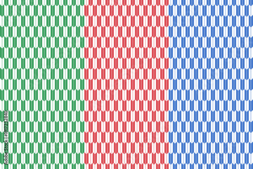 矢絣柄の文様 緑と赤と青の和柄模様 三色・三勢力の背景壁紙素材