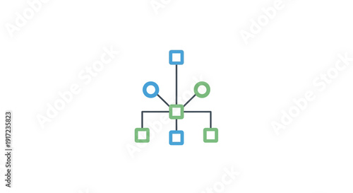 Flowchart diagram with colorful nodes.