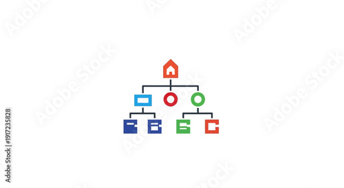 Flowchart diagram with colorful symbols.
