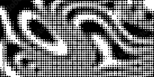 Abstract Black and White Halftone Op Art Background with Wavy Zebra Distortion Pattern. Modern creative trendy design in vector illustration