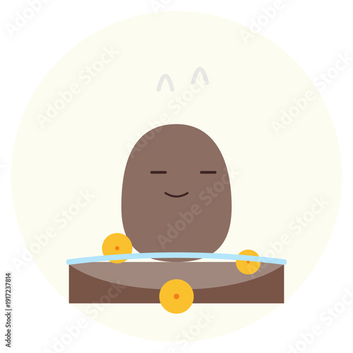 Premium Zen Capybara Yuzu Bath Minimalist Vector Illustration