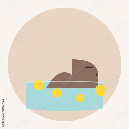 Premium Zen Capybara Yuzu Bath Minimalist Vector Illustration