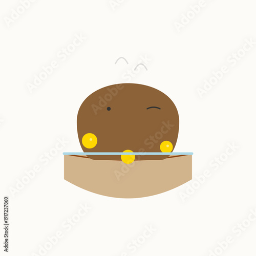 Premium Zen Capybara Yuzu Bath Minimalist Vector Illustration