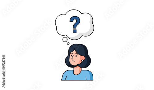 A cartoon woman with a puzzled expression and a question mark in her thought bubble