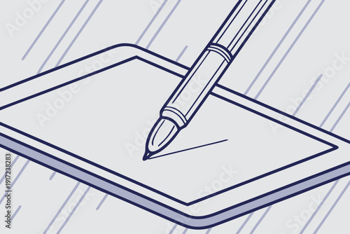 Modern Digital Stylus Pen Writing on a Tablet Screen